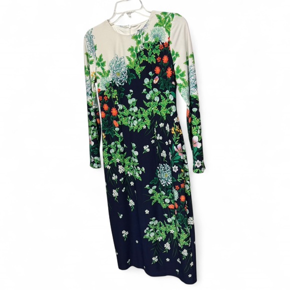 Maggy London Floral Long Sleeve Sheath Dress - Size 2 - Picture 2 of 6
